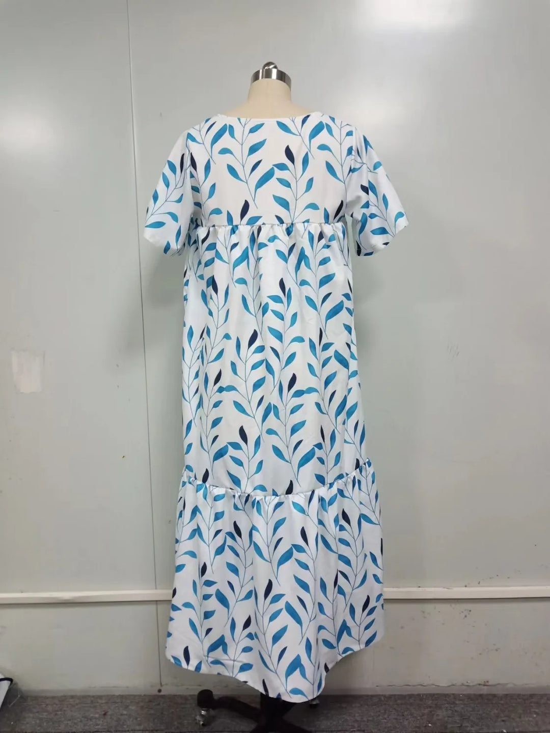Heidi-Mode | Boho-Strandkleid für Frauen Sommerkleid mit V-Ausschnitt und Kurzen Ärmeln mit Floralem Muster