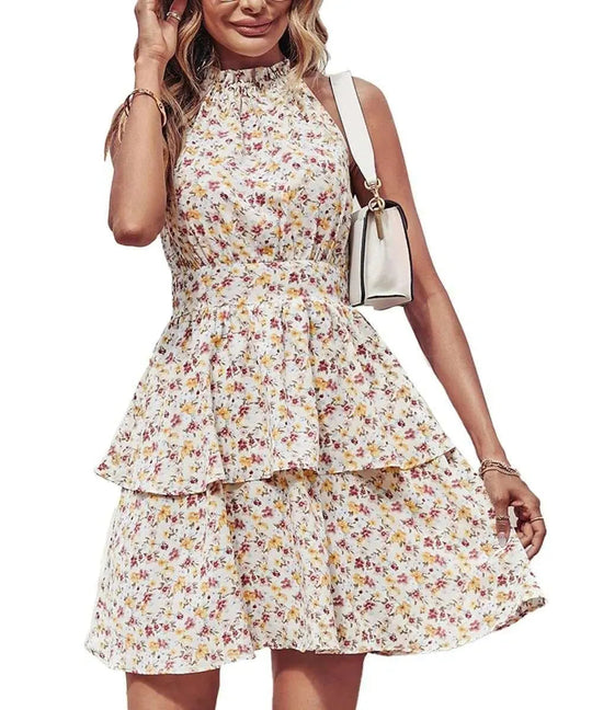 Heidi-Mode | Damen-Trapezkleid mit Volants ohne Rücken