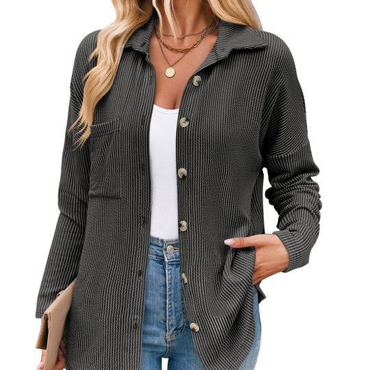 Heidi-Mode - Schick Herbst Gestreifte Lange Ärmel Bluse für Frauen