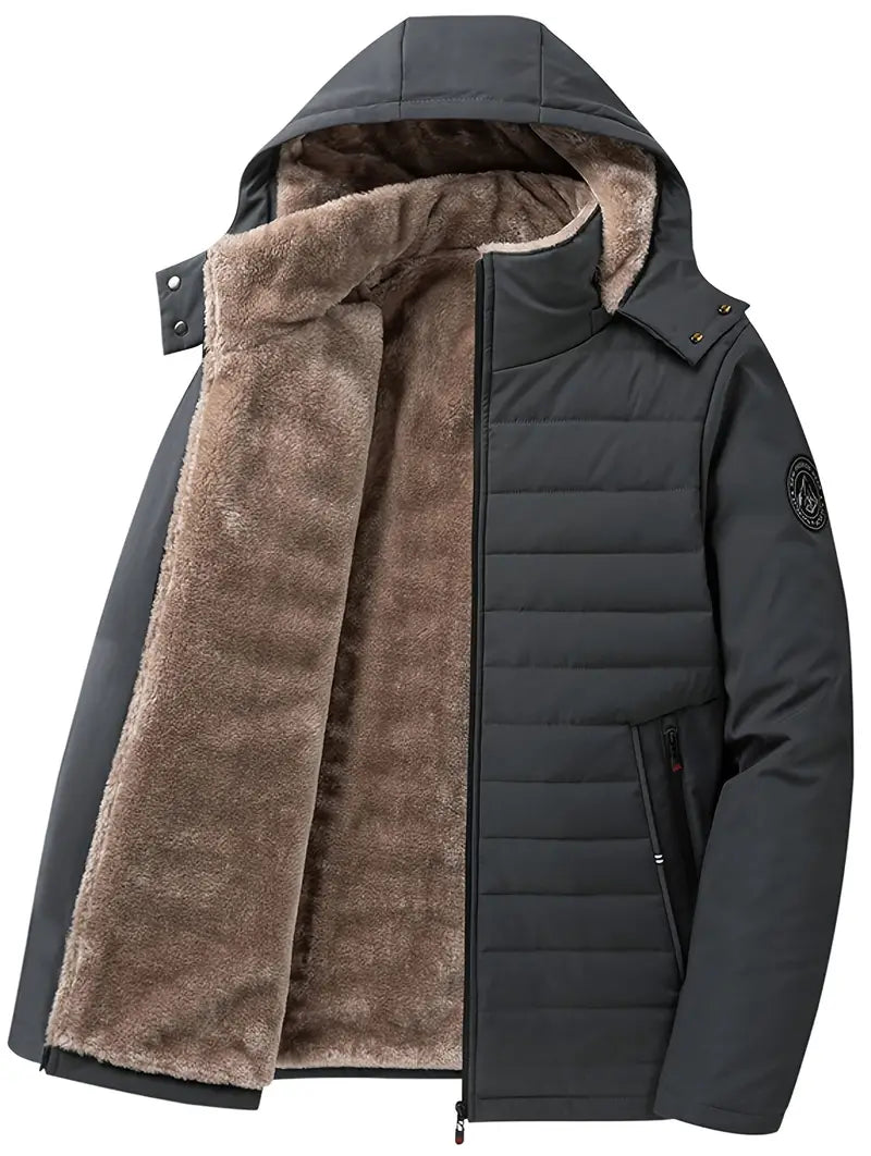 Heidi-Mode - Herren warme Fleecejacke mit Kapuze - winddichte Jacke mit Reißverschlusstaschen für Herbst und Winter