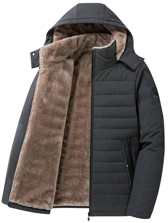 Heidi-Mode - Herren warme Fleecejacke mit Kapuze - winddichte Jacke mit Reißverschlusstaschen für Herbst und Winter