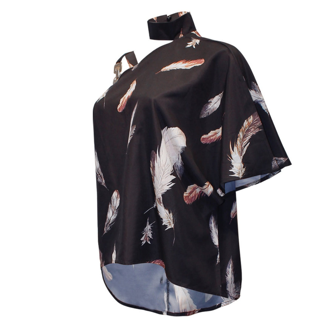 Heidi Mode | Bedrucktes Oberteil mit diagonalem Ausschnitt