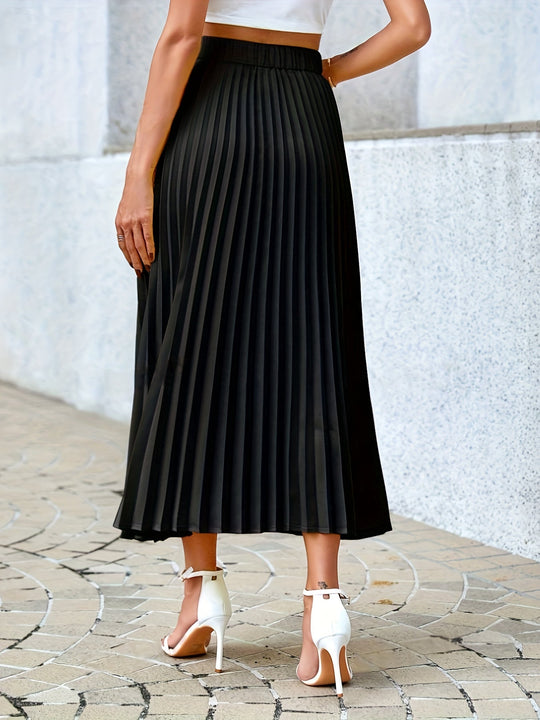 Heidi-Mode | Elegante A-Linien Midi Rock In Solider Farbe