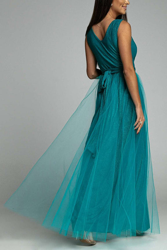 Heidi-Mode | It'S My Day Light Tulle Schlitz Maxi Kleid