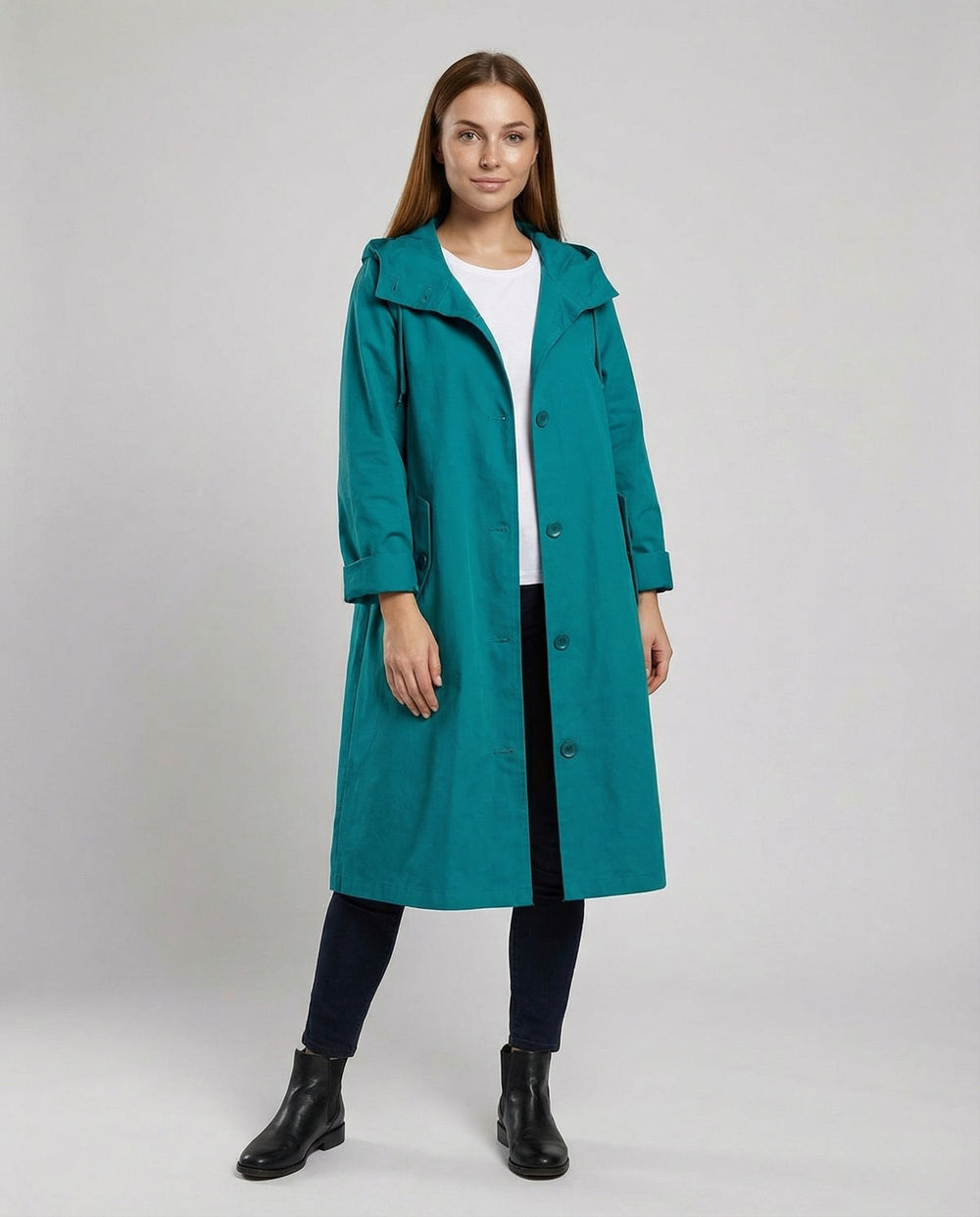 Bequemer Regen Trenchcoat Damen Kapuze | Heidi-Mode