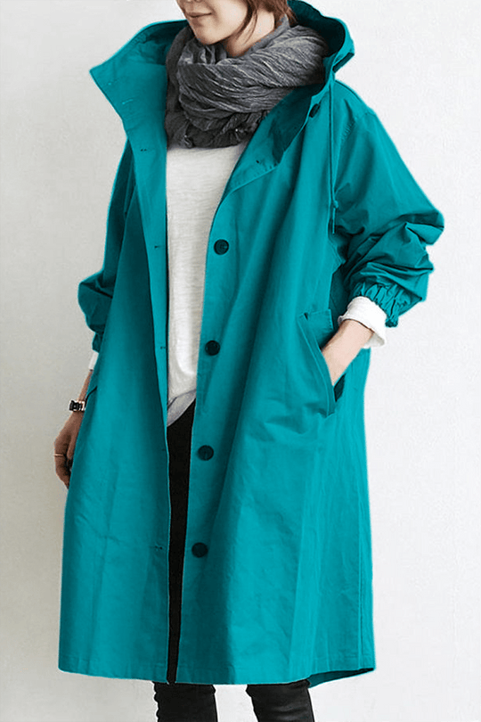 Wasserdichter Trenchcoat mit Kapuze für Damen