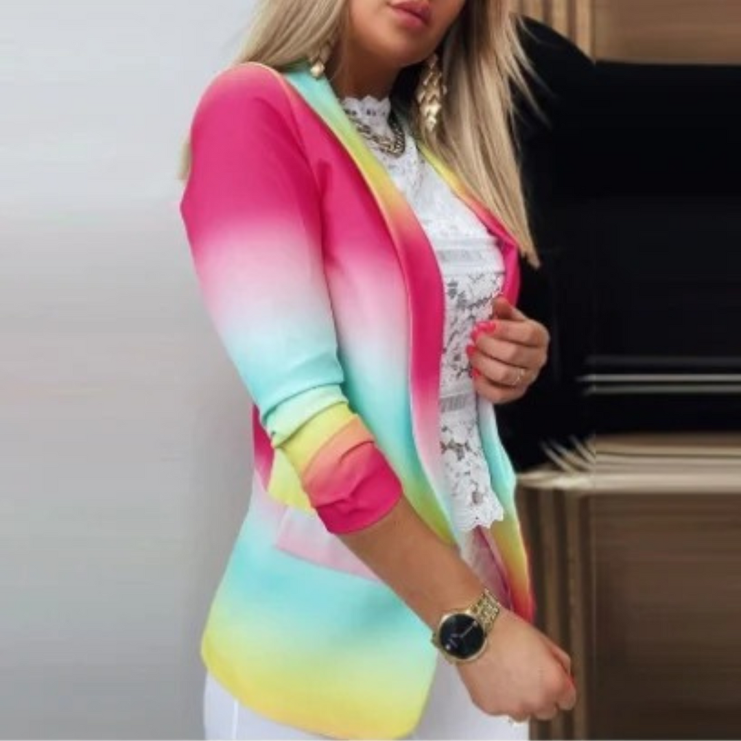 Heidi-Mode | Umlegekragen, Schmetterlingsdruck Damen Blazer