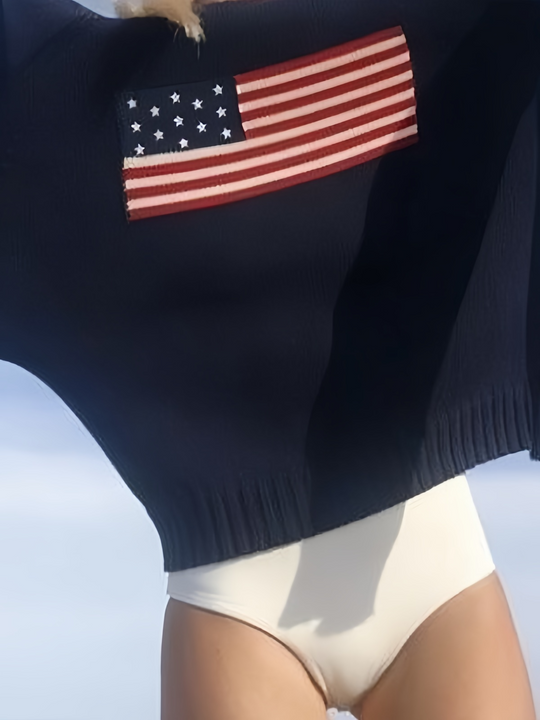 Heidi-Mode | Usa Flaggen Jacquard Pullover Pullover