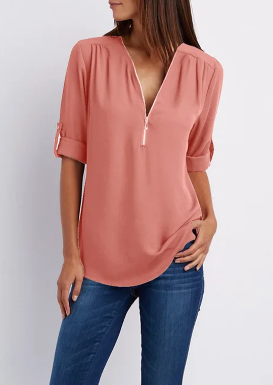 Heidi-Mode | Elegante V-ausschnitt Bluse für Damen