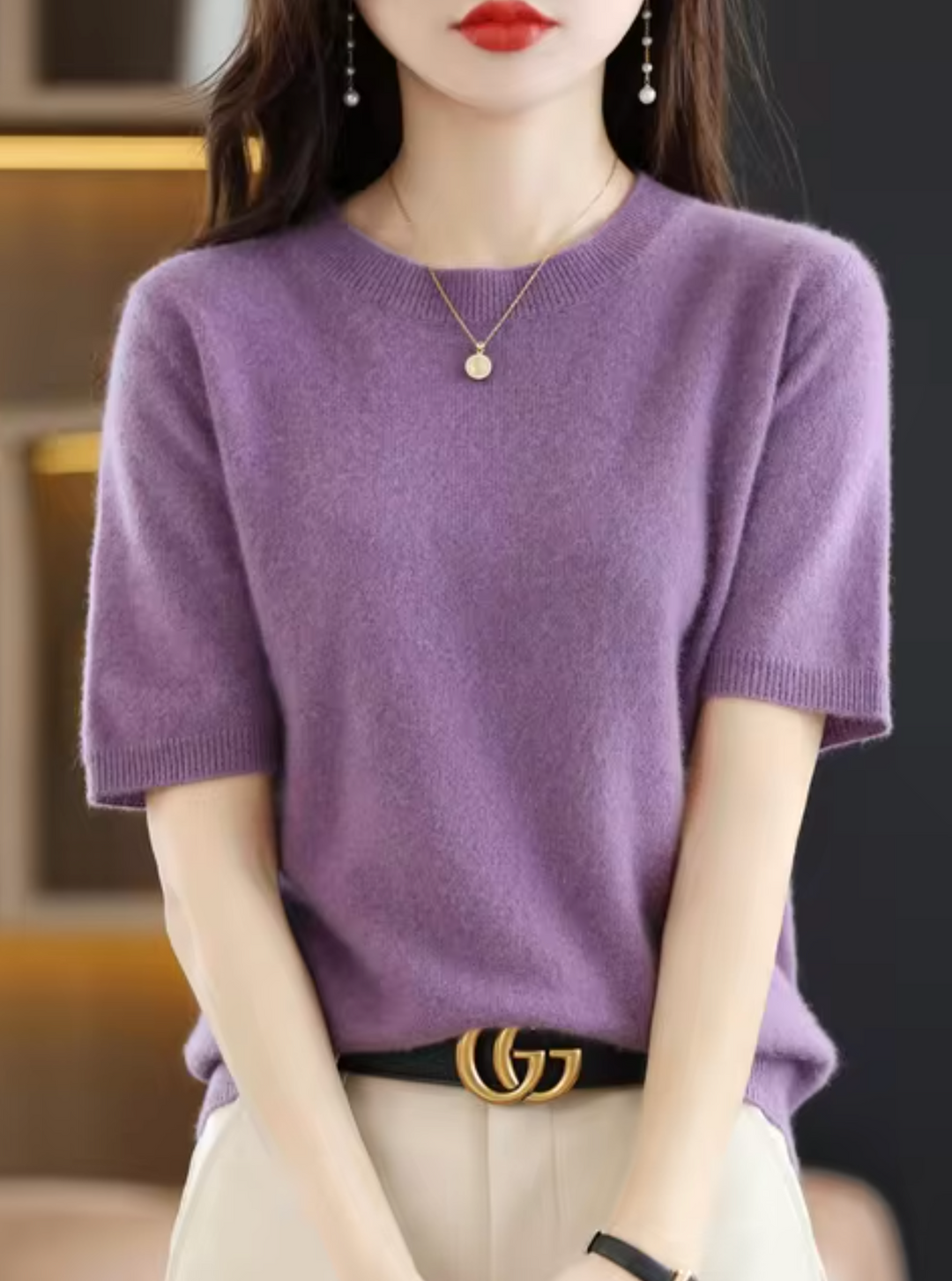 Heidi-Mode | Kurzarm-Pullover aus Wolle und Kaschmir