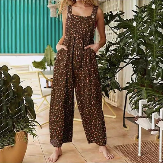 Quadratischer Ausschnitt Overall mit Sommerlichem Print