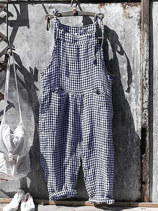 Heidi-Mode | Jahrgang Baggy Jumpsuit mit Gestreiftem Stil und Taschen