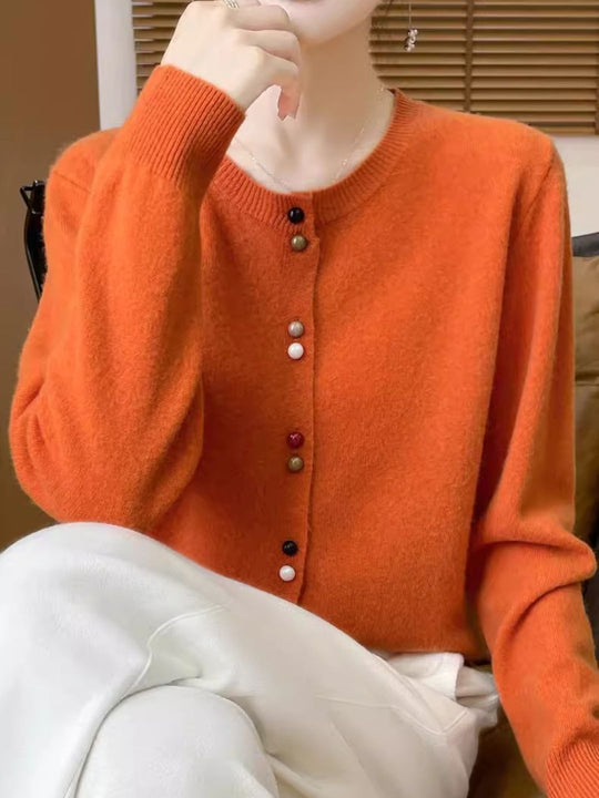 Heidi-Mode | Rundhals Einfarbiger Pullover Pink