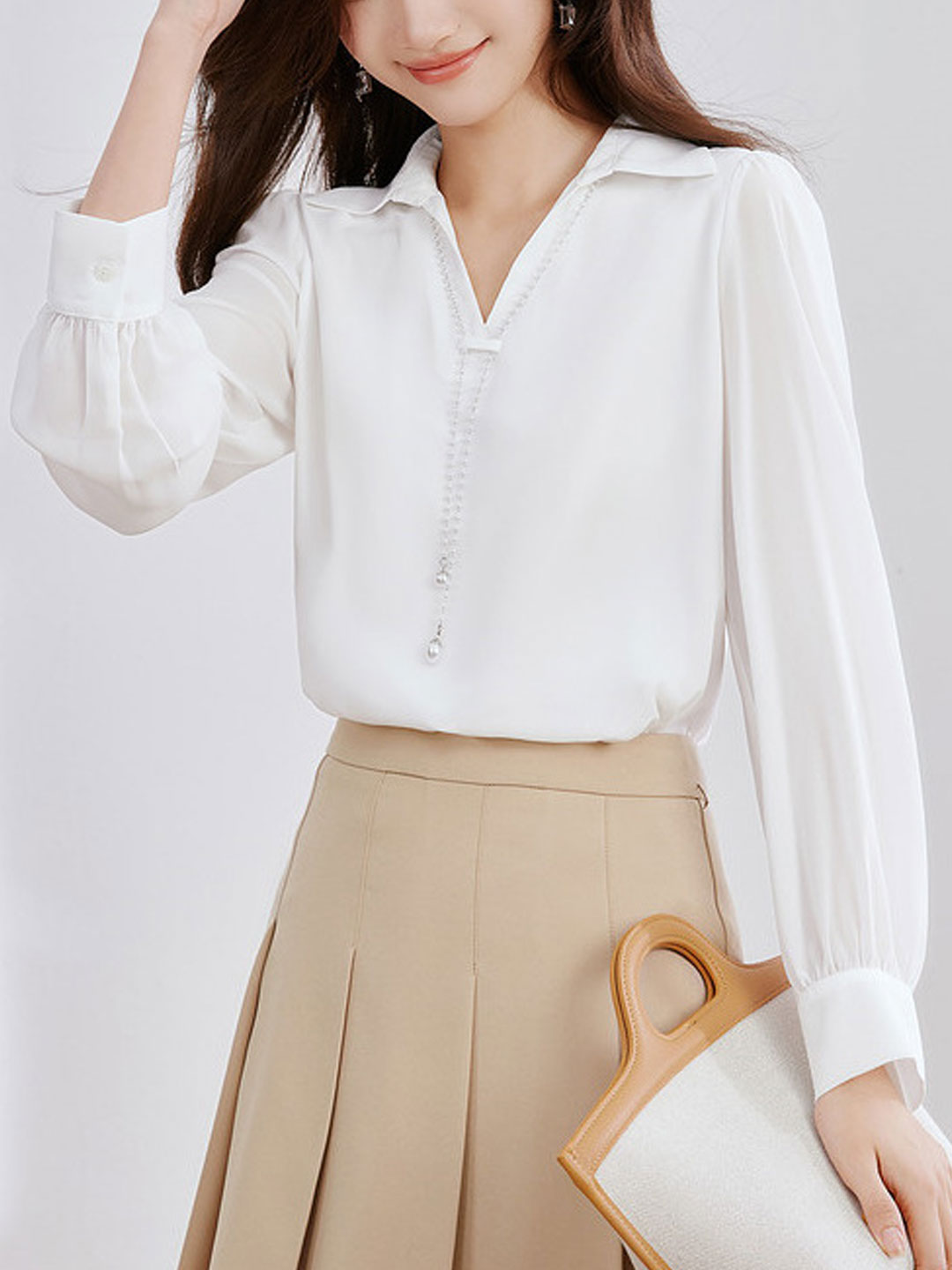 Heidi-Mode | Top Elegante V-Ausschnitt Satin Hemd
