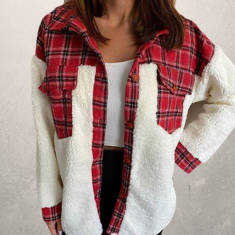 Heidi-Mode | Plaid Sherpa Jacke