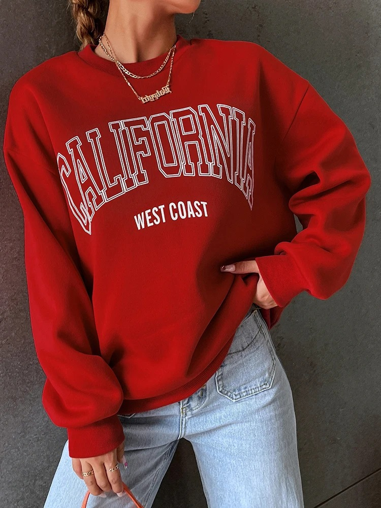 Heidi-Mode - Streetwear Herbst Kalifornien Westküste Oversized Sweatshirt für Frauen