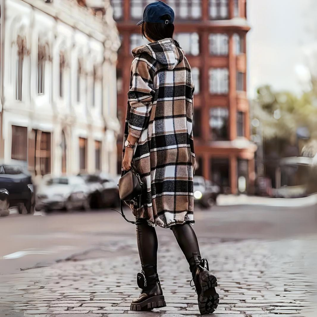 Heidi-Mode | Trendige Karierte Damen Strickjacke