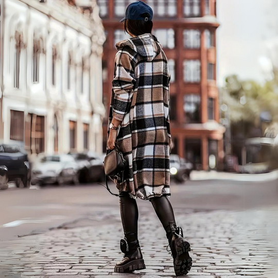 Heidi-Mode | Trendige Karierte Damen Strickjacke