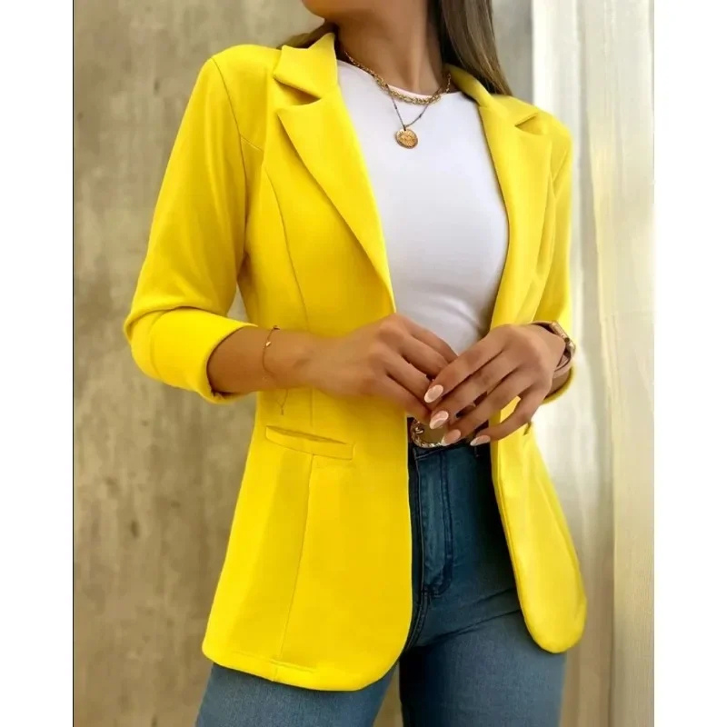 Heidi-Mode | Langer Damen Blazer mit Slim Fit und Aufgerollten Ärmeln