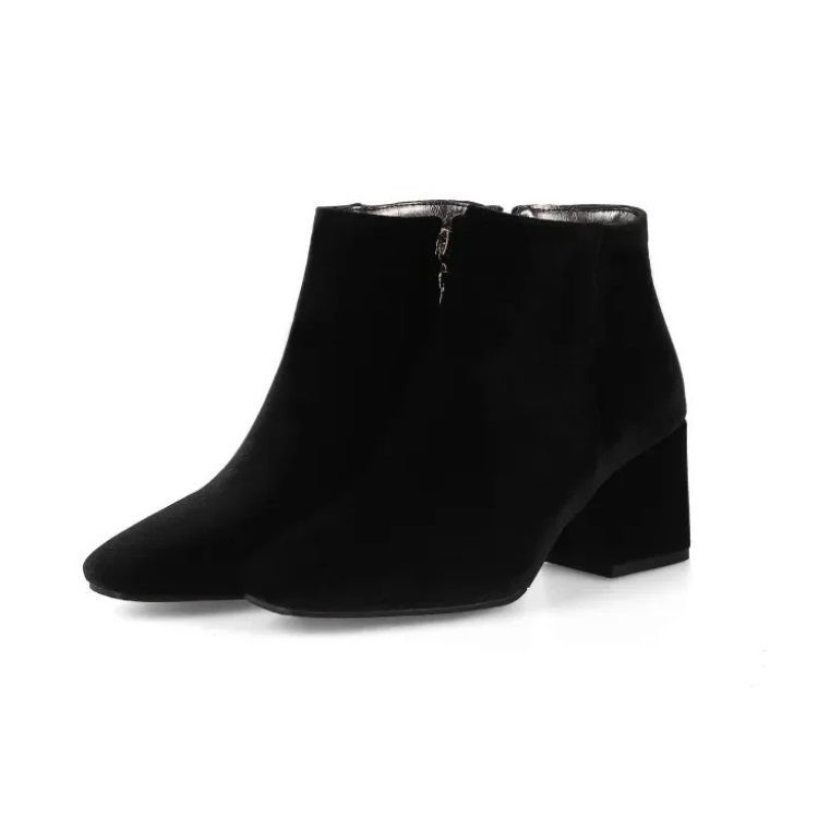 Heidi-Mode | Elegante Stiefeletten mit Quadratzehen und Hohem Absatz Damen Stiefeletten
