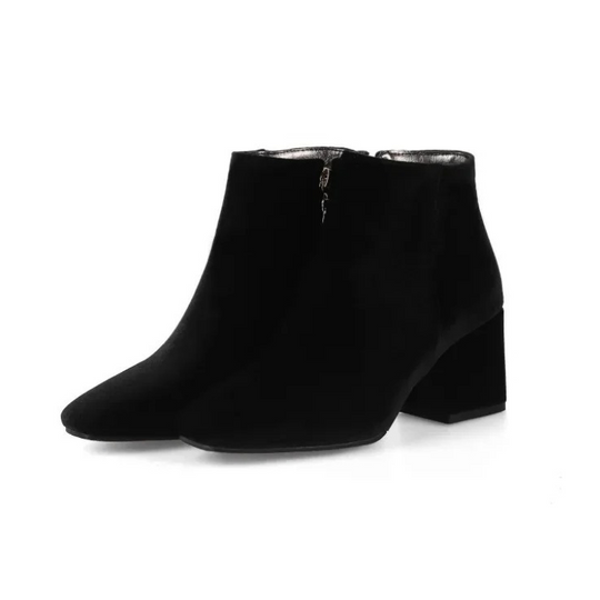 Heidi-Mode | Elegante Stiefeletten mit Quadratzehen und Hohem Absatz Damen Stiefeletten