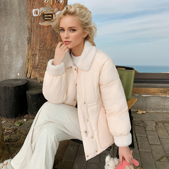 Heidi Mode | Festliche Fellkragen Kapuzen Kurze Baumwolljacke