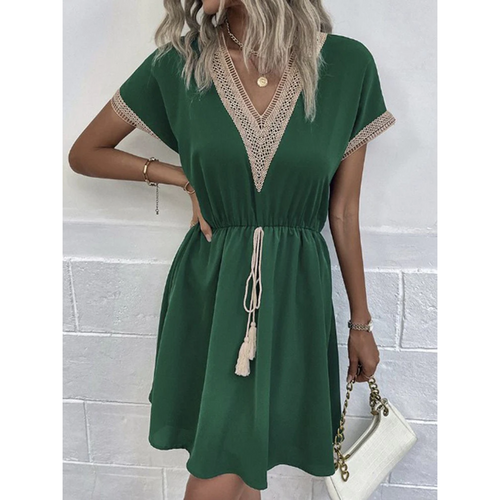 Heidi-Mode | Flare Boho Kleid mit Kurzen Ärmeln