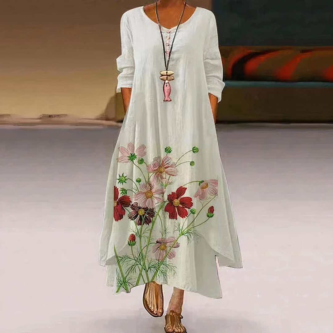Heidi-Mode | Elegantes Kleid mit Raffinierten Details und Flatternder Schnitt