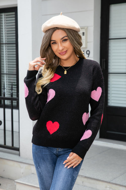 Heidi-Mode | Just Believe Heart Langarm Strickpullover