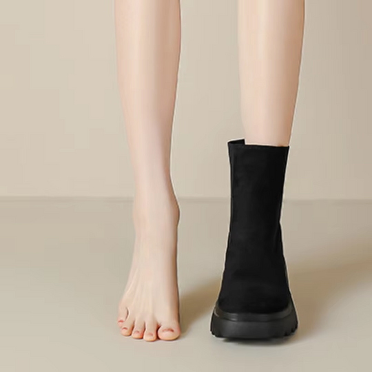 Heidi-Mode | Damen Chelsea Boots mit Dickem Absatz und Elastischen Seiten