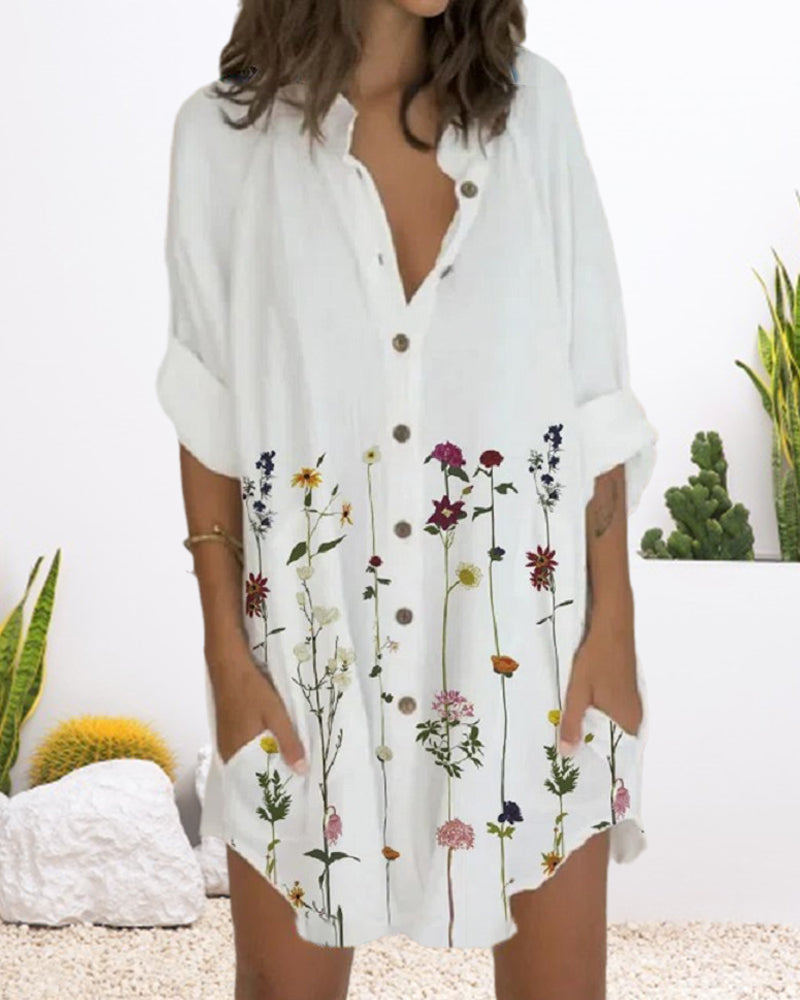 Heidi-Mode | Kleid mit Knopfleiste, Langen Ärmeln und Tasche