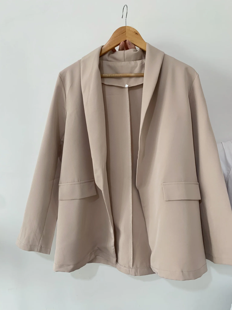 Heidi-Mode | Damen Open Front Blazer, Lange Ärmel, Figurbetonte Passform, Business Lässig