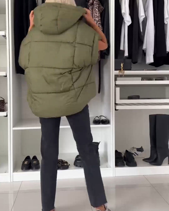 Heidi-Mode | Jacken mit Kapuze Einfarbig Reißverschluss und Kurzen Ärmeln