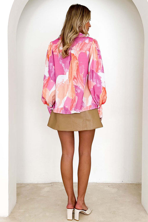 Heidi-Mode | Help You Out Print Kragen Langarm Zu Top