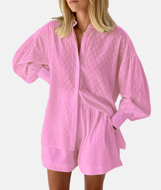 stoffen shirt en shortset