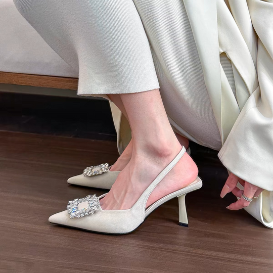 Heidi-Mode | Strassbesetzte, Spitze High Heels
