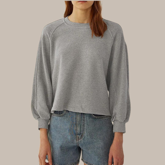 sweatshirt met ronde hals en ballonmouwen