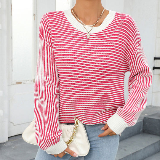 Heidi-Mode | Trendy Gestreepte Sweater Voor Vrouwen
