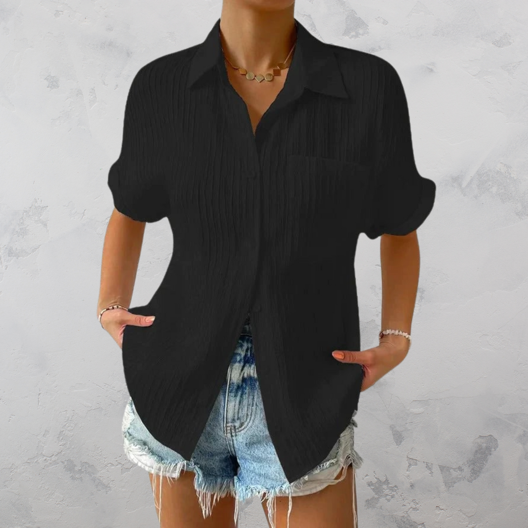 Heidi-Mode | Lässig Leichtgewicht Bluse mit Knopfverschluss für Damen