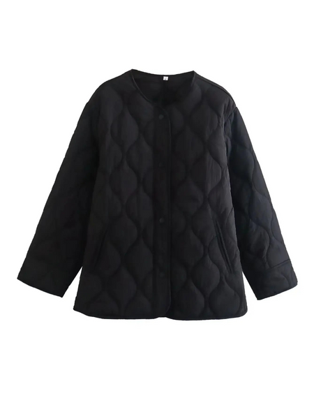 Heidi-Mode | Elegante Langarm-Steppjacke mit Ein-Knopf-Verschluss Ideal für Herbst/Winter