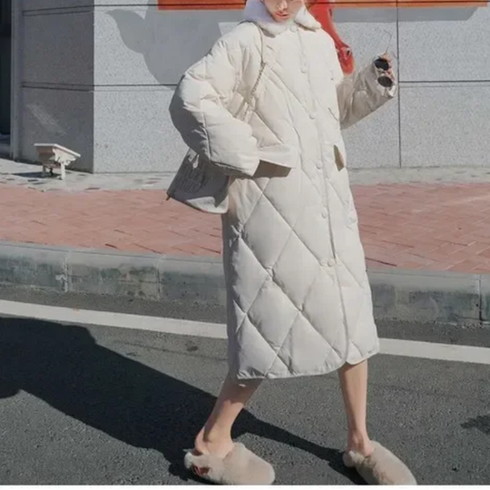 Heidi-Mode | Stylische Übergroße Steppjacke mit Pelzkragen und Knöpfen Ideal für Herbst/Winter