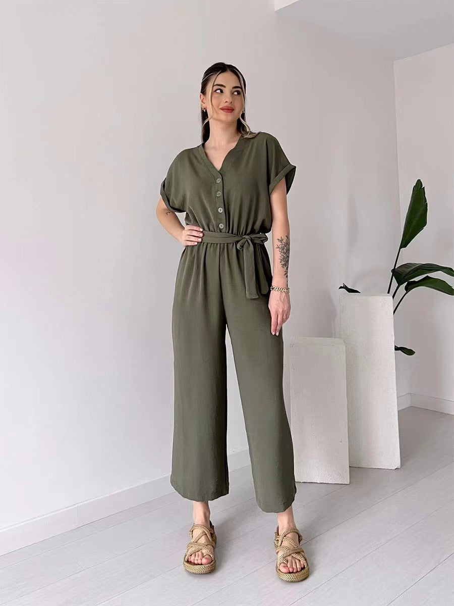 Damen Jumpsuit mit V-Ausschnitt