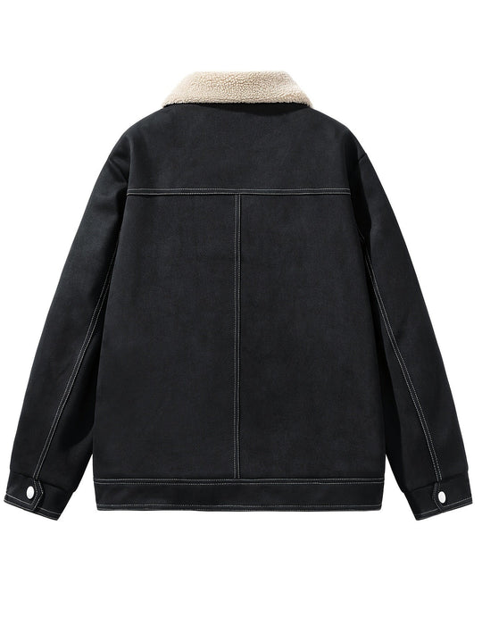 Heidi-Mode | Schwarze Fleece Warme Jacke für Herren