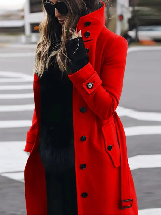 Heidi-Mode | Elegante Jacke für Damen Warmer Mantel aus Wollmischung, Enganliegendes Schnitt und Stilvoller Langer Mantel