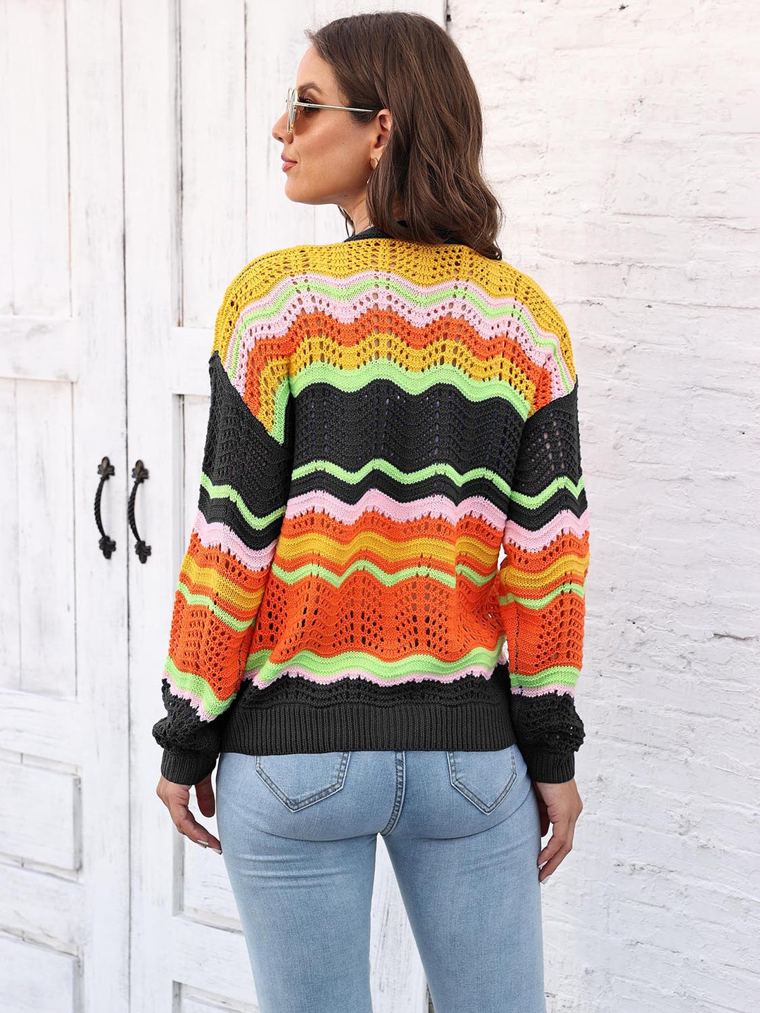 Heidi-Mode | Offene Front Durchbrochene Strickjacke