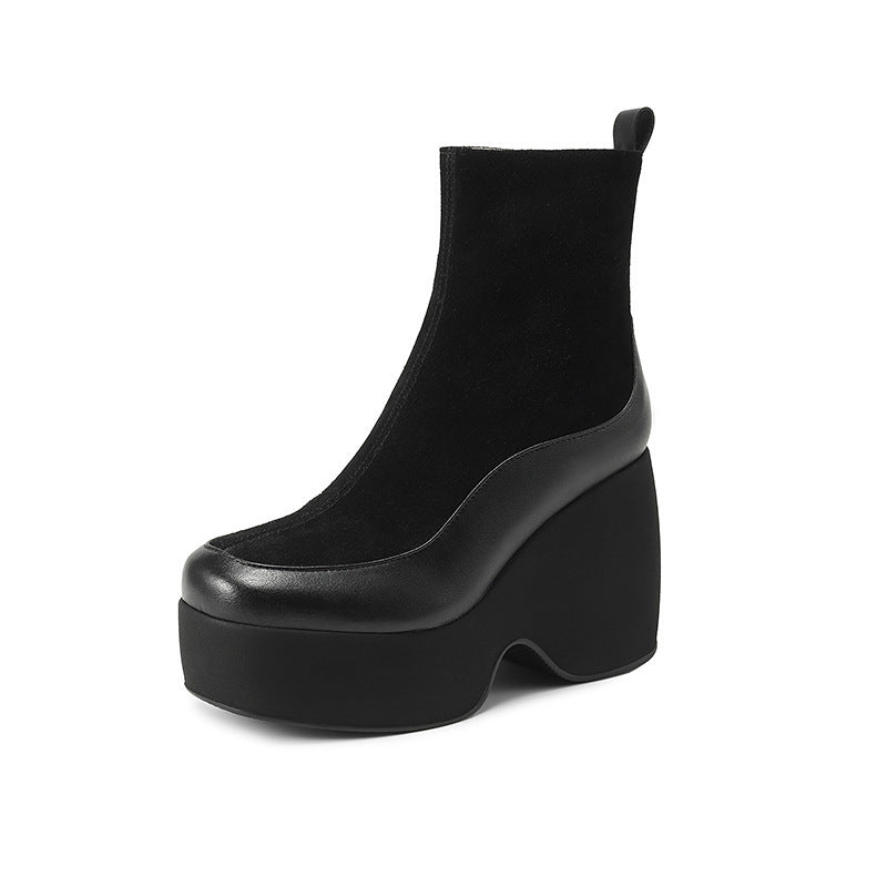 Heidi-Mode | Kleine Plattform Martin Stiefel Frauen Echtes Leder