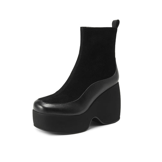 Heidi-Mode | Kleine Plattform Martin Stiefel Frauen Echtes Leder