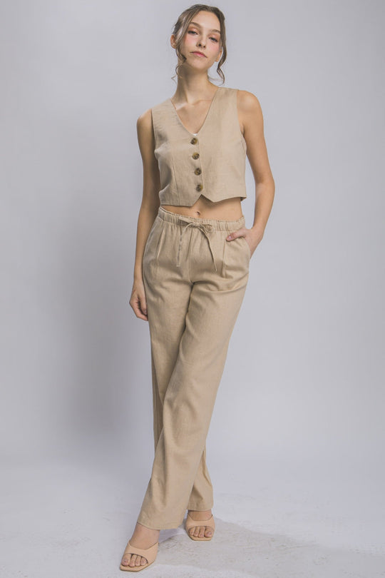 Heidi-Mode | Love Tree Drawstring Weite Beinform Hose mit Taschen