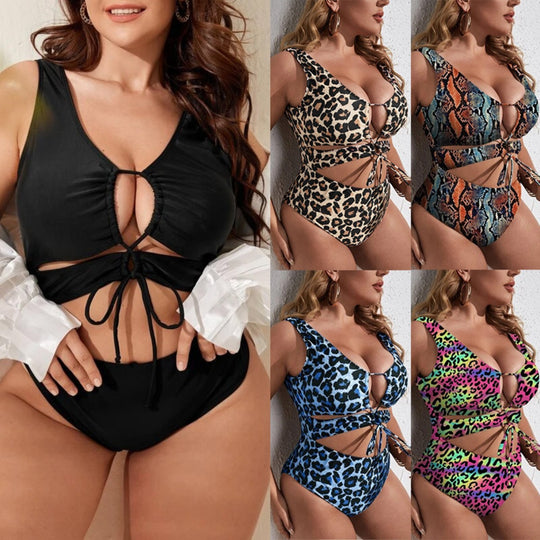 Heidi Mode | Großer einteiliger Bikini mit Leopardenmuster