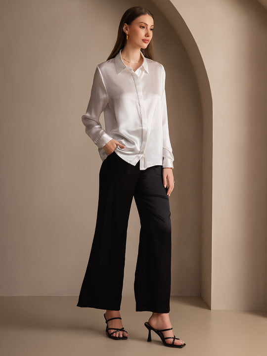 Heidi-Mode | Damen Klassische Seide Langarmshirt